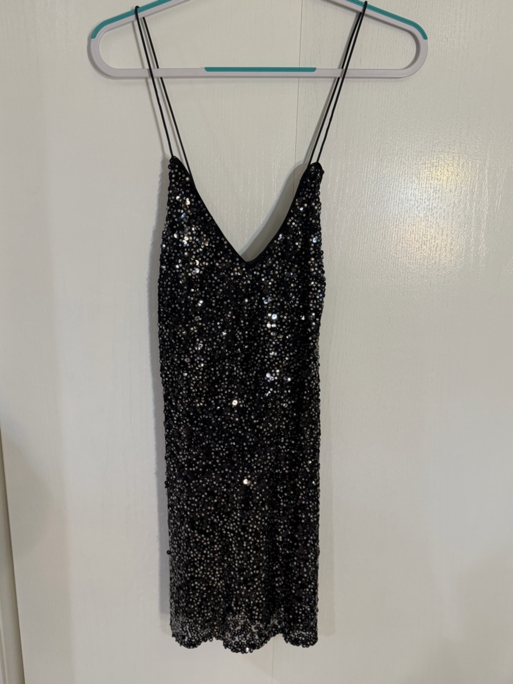Lulu's Black Sequin Slip Mini Dress